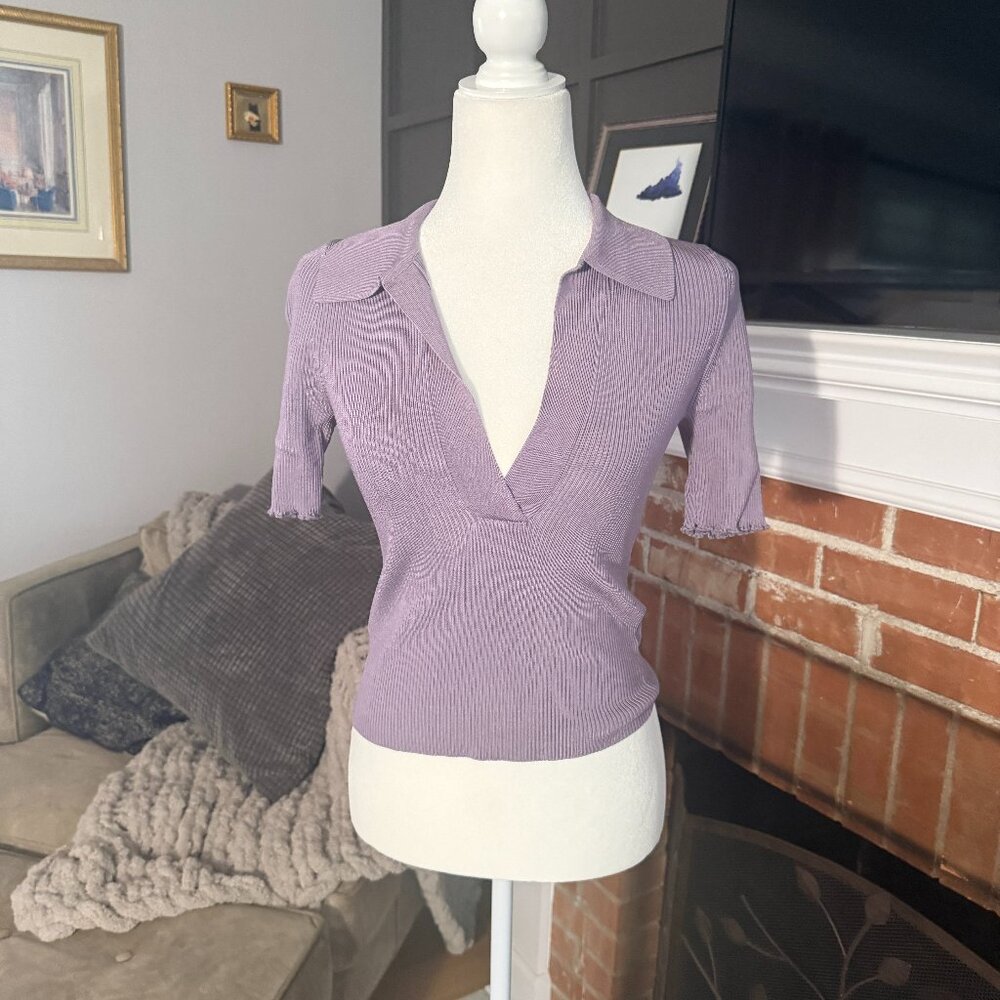 Good American Ribbed Polo Dusty Violet Size 1